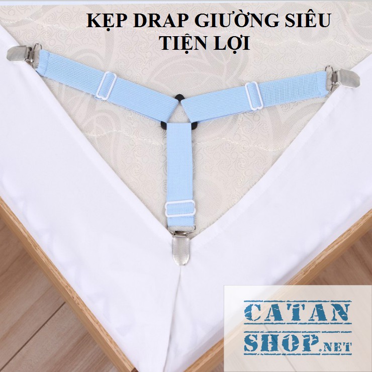 Bộ 4 dây Kẹp drap giường 3 chấu Inox Cố Định Ga Giường, Drap Giường, Tấm Trải Giường Chống Xê Dịch Chịu Lực Tốt