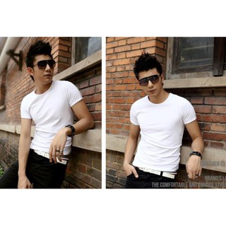 Áo thun, áo phông đôi nam nữ trắng trơn size L