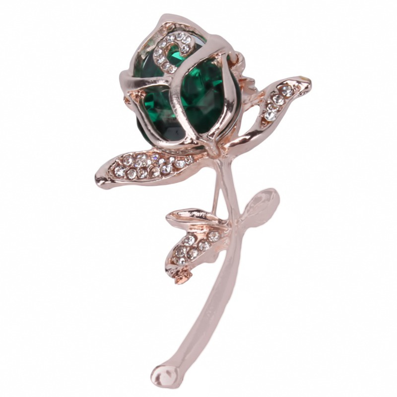 Ghim cài áo hình hoa hồng đính đá pha lê