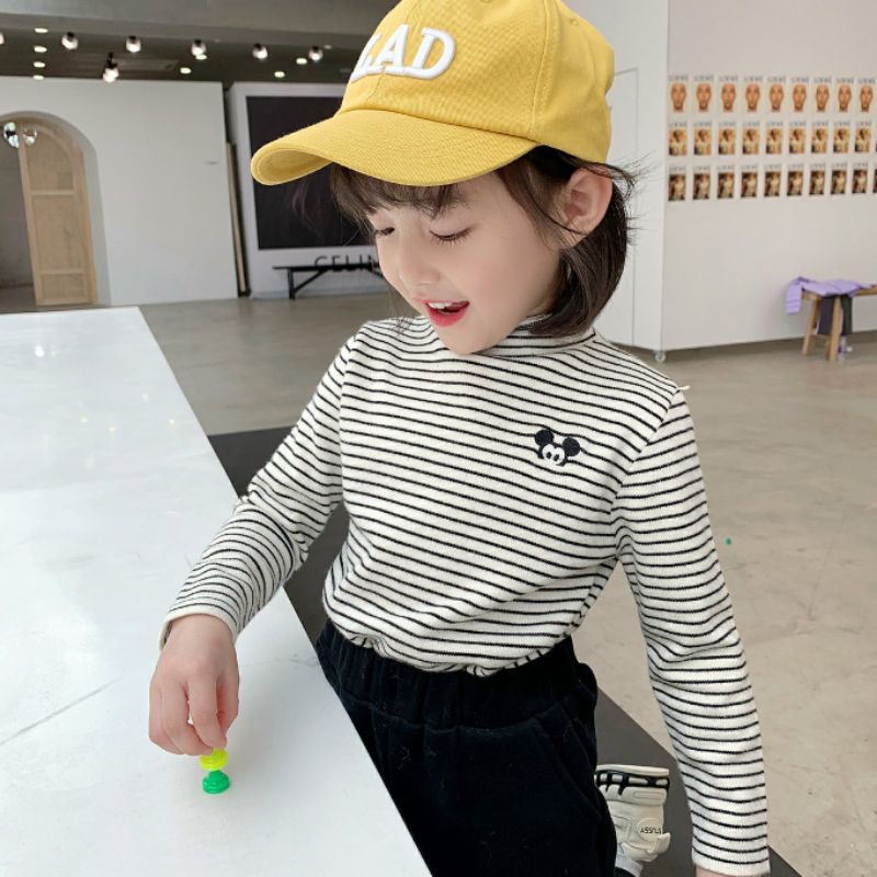 Áo kẻ thêu giữ nhiệt cho bé trai, bé gái