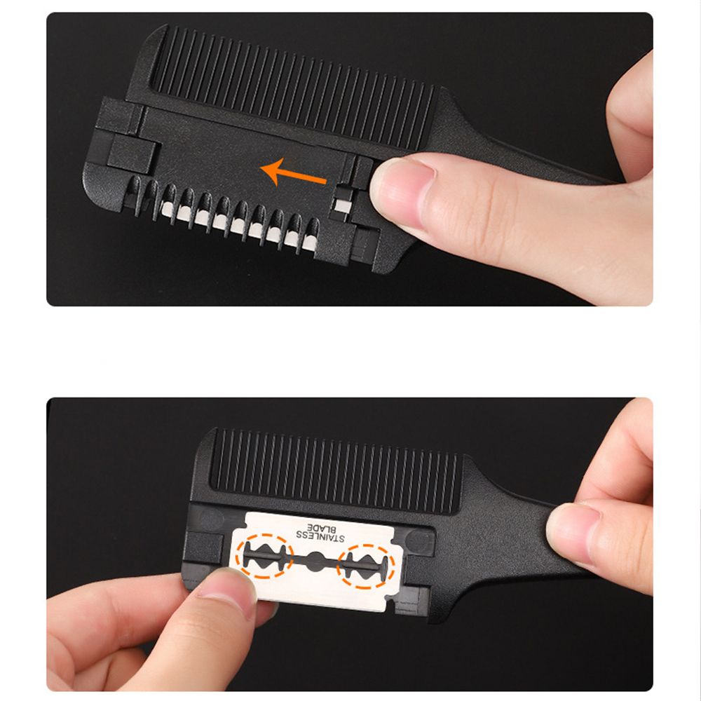 [Hàng mới về] Lược chải tóc có lưỡi dao cạo tỉa lông mày cán carbon chuyên dụng nhiều màu cho salon