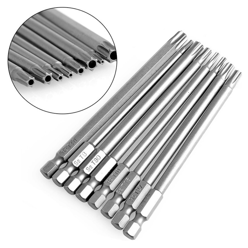 BN. Bộ 8 đầu hoa thị cho máy khoan vít 1/4" 100mm từ tính mạnh