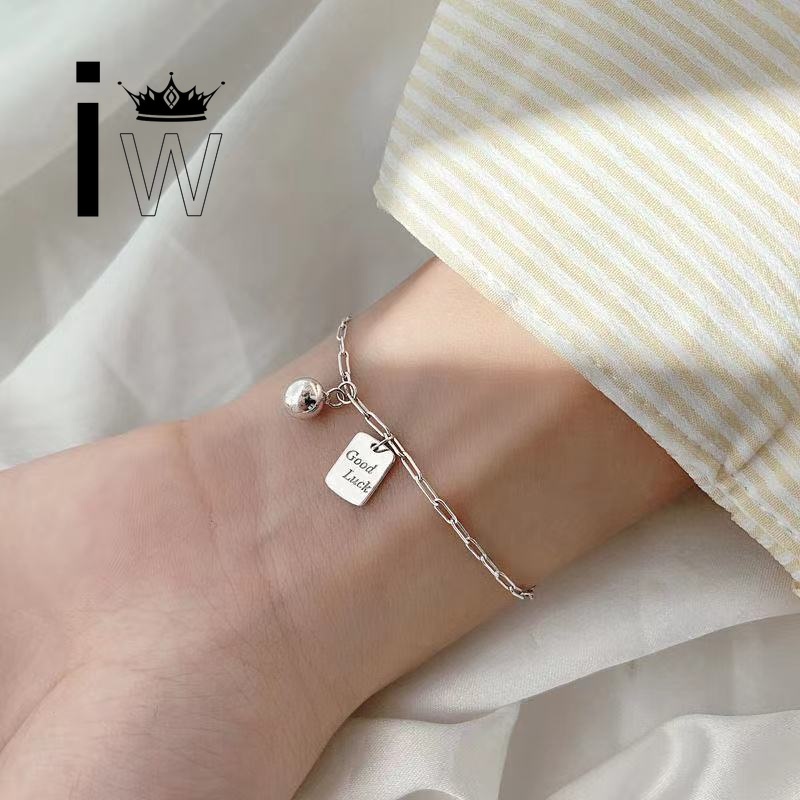 Vòng tay hợp kim màu bạc mặt hình vuông thời trang cá tính cho nữ