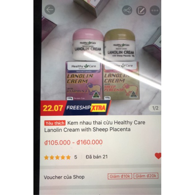 Kem Dưỡng Nhau Thai Cừu Healthy Care Lanolin Cream 100g Chợ Việt Úc