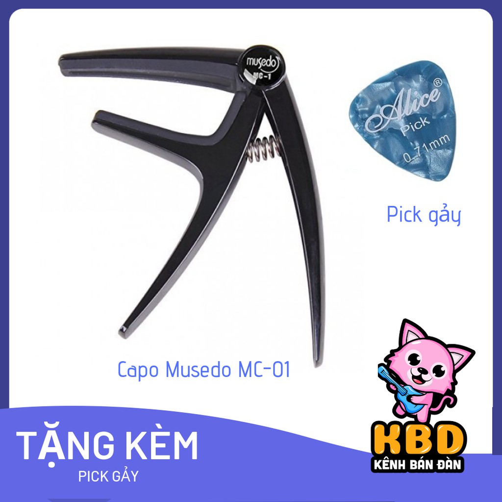 Capo kẹp đàn guitar musedo MC-01 TẶNG KÈM pick gảy (Màu đen)