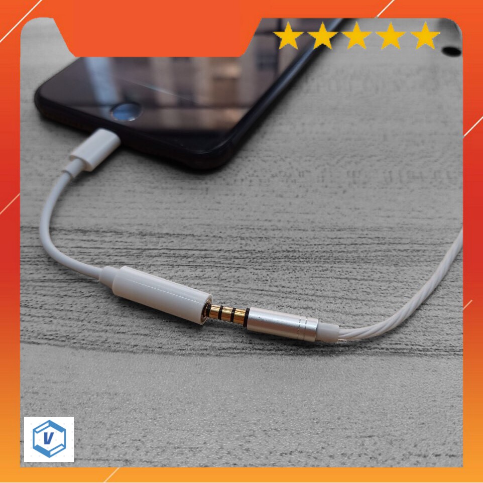 Jack chuyển đổi chân sạc IPsang chân Tai Nghe 3.5mm Cho IPCó Mic đàm thoại FULL BOX