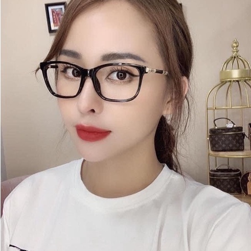 Mắt kính nữ LV thời trang cao cấp, gọng kính thêu trắng siêu chảnh, siêu sành điệu, có thể thay cận