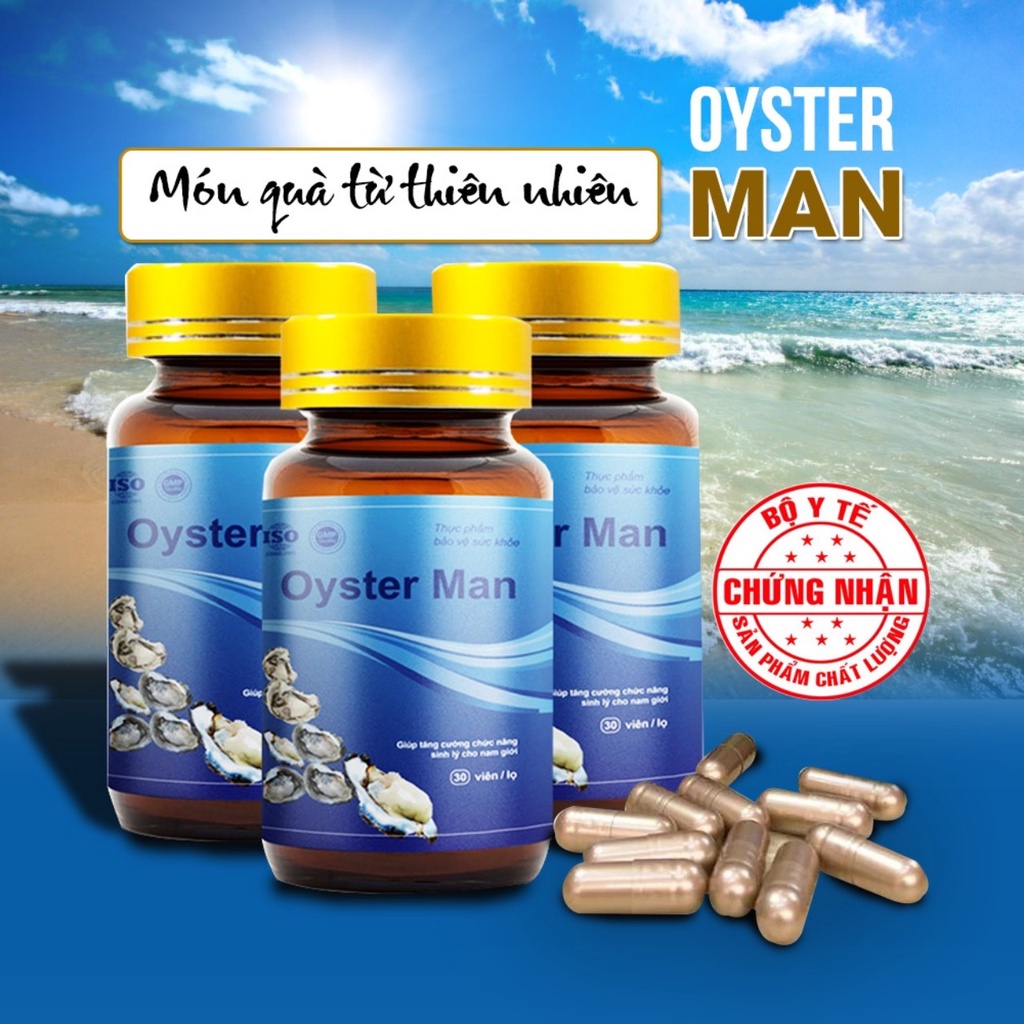 [Combo 3 Hộp] Tinh Chất Hàu Biển Oyster Man - Tăng Cường Sinh Lý Nam , Hỗ Trợ Xuất Tinh Sớm (3 Hộp x 30 Viên)