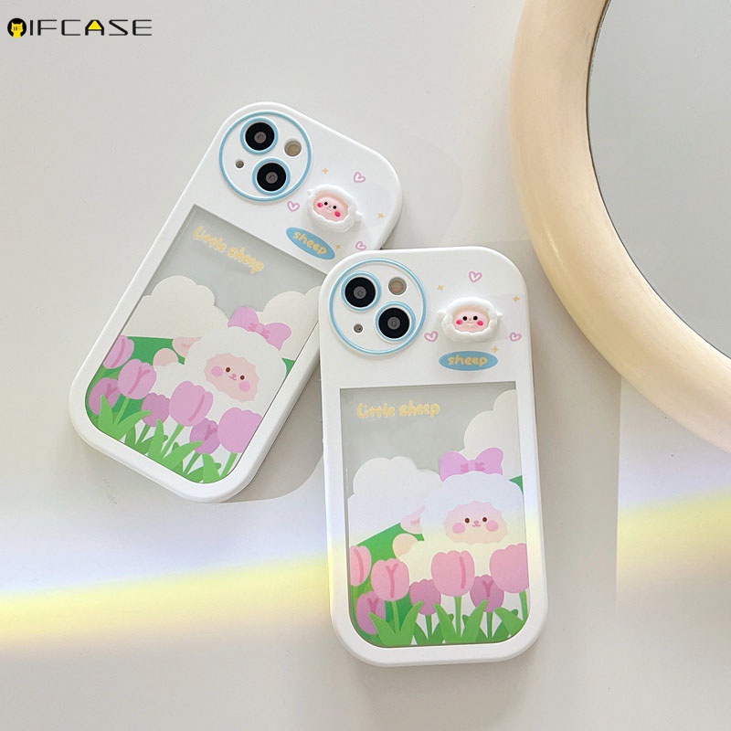 Ốp Điện Thoại Mềm Trong Suốt Chống Sốc In Hình Hoa Tulip Thắt Nơ Cho iPhone 13 12 11 Pro Max XS Max XR X