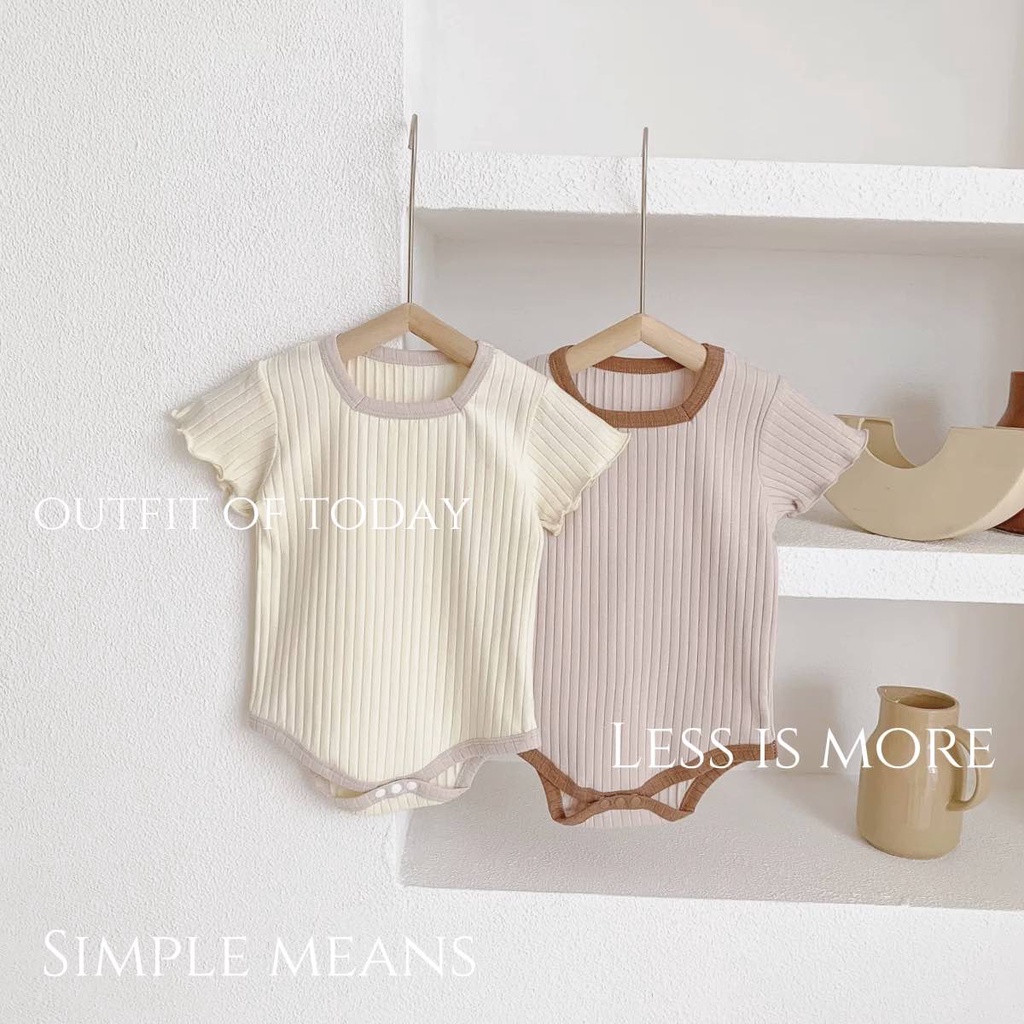 Bộ Áo Liền Quần Tay Ngắn Phối Bèo Màu Sắc Ngọt Ngào Thời Trang Mùa Hè Xinh Xắn Cho Bé Gái 0-2 Tuổi
