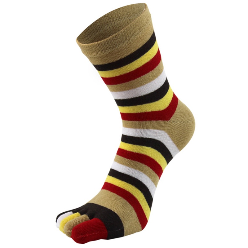 Xiangbao Set 6 Đôi Tất Tách Ngón Bằng Cotton Năm Ngón Sọc Cầu Vồng Cho Nữ