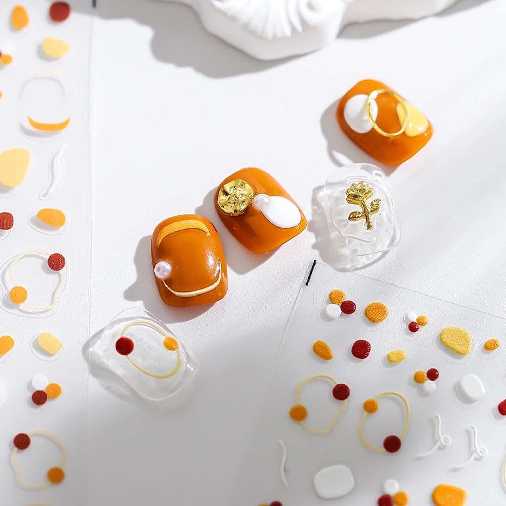 QQMALL Sticker Dán Móng Nghệ Thuật Hình Hoa Lá Gấu Chuông Xanh Dương