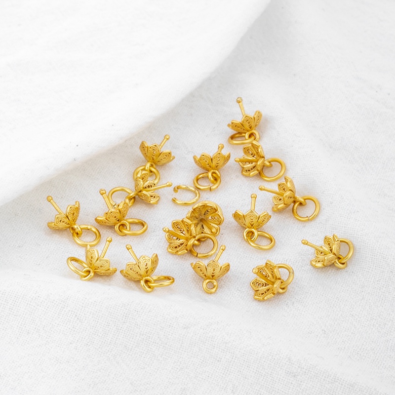 Giá Đỡ Mắt Cừu 8mm Bằng Đồng Mạ Vàng 18K Chất Lượng Cao