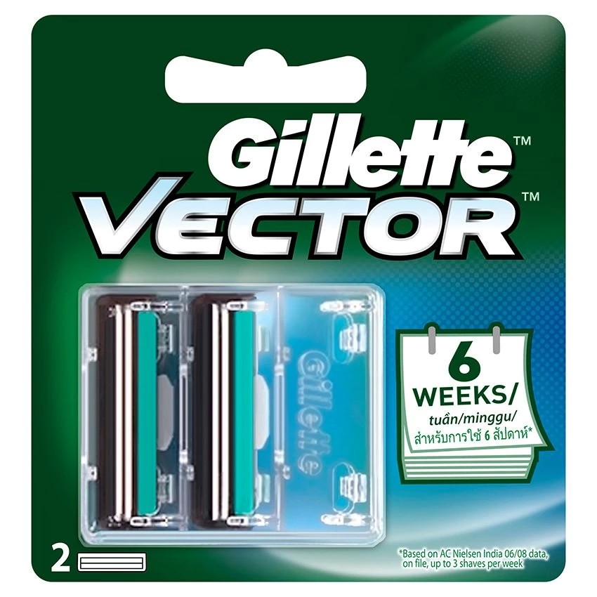 Vỉ 2 lưỡi dao cạo Gillette Vector - mỹ phẩm ola
