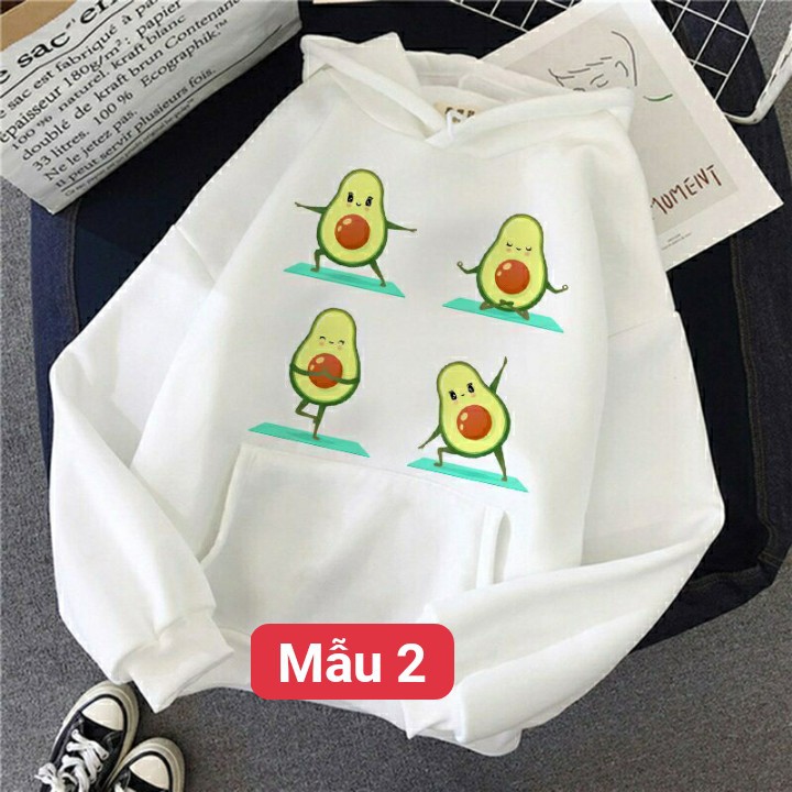 Áo hoodie các mẫu bơ nhiều hình kute chất nỉ bông dày siêu ấm  60