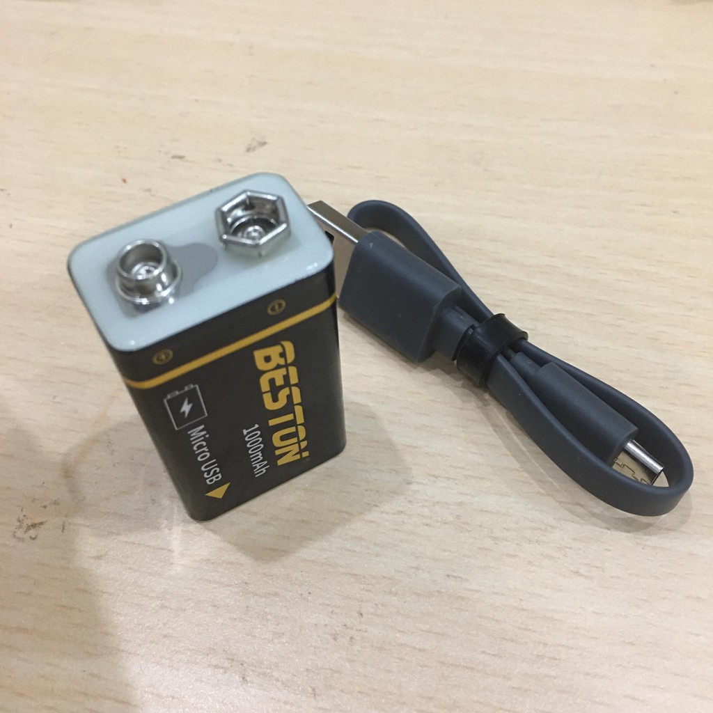 Pin sạc vuông 9v Beston cao cấp dung lượng cao 1000mAh cho micro sạc trực tiếp bằng cáp micro USB