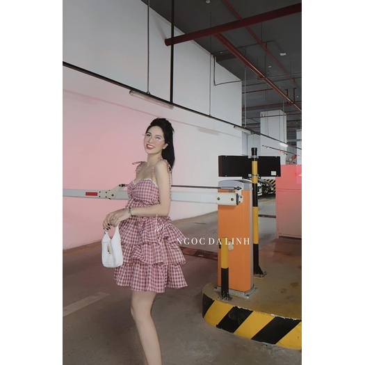 Váy 2 Dây Kẻ Tầng Viền Ngọc Chun Sau Sexy Có Ảnh Thật Kèm Video