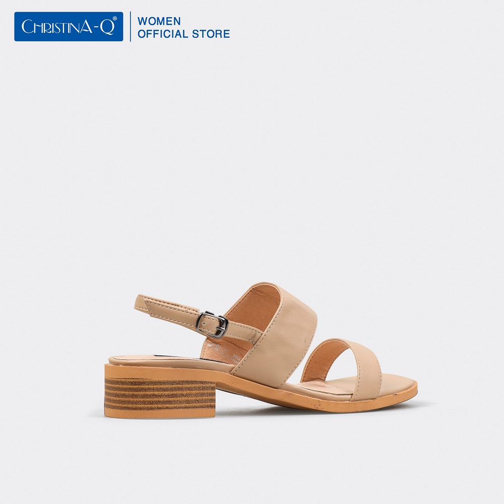 Giày sandals nữ gót phối vân gỗ ChristinA-Q XDN282