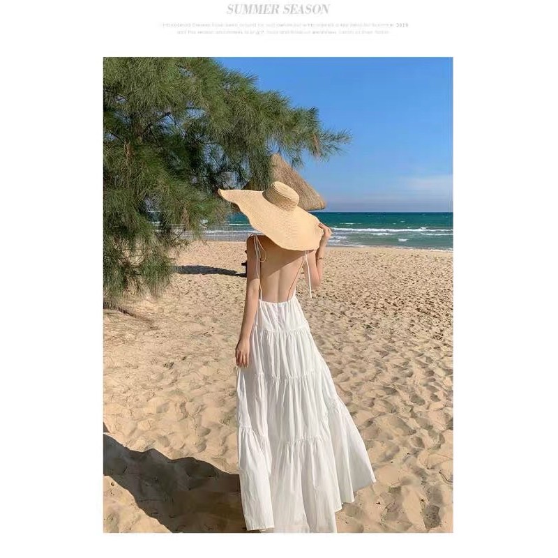 [Mã WAMT1505 giảm 10K đơn 0K] SẴN- Váy maxi Trắng hở lưng áo xoè sexy | BigBuy360 - bigbuy360.vn