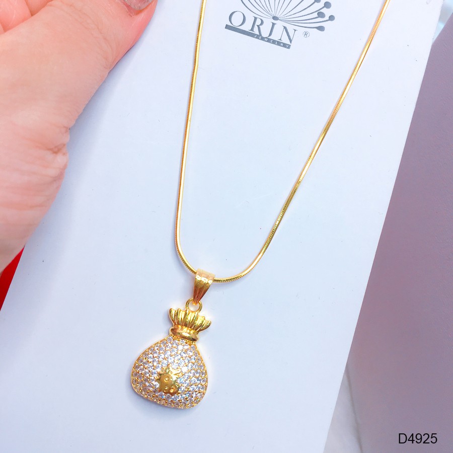 Dây chuyền nữ dạng mì hình túi tài lộc đính đá thiết kế cao cấp Orin D4925