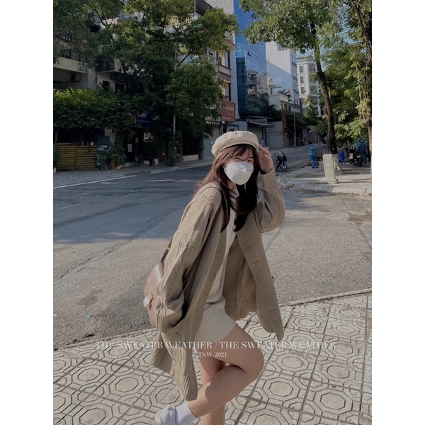 Áo khoác cardigan len thừng dáng dài kèm đai chất đẹp ( Ảnh thật ) | BigBuy360 - bigbuy360.vn