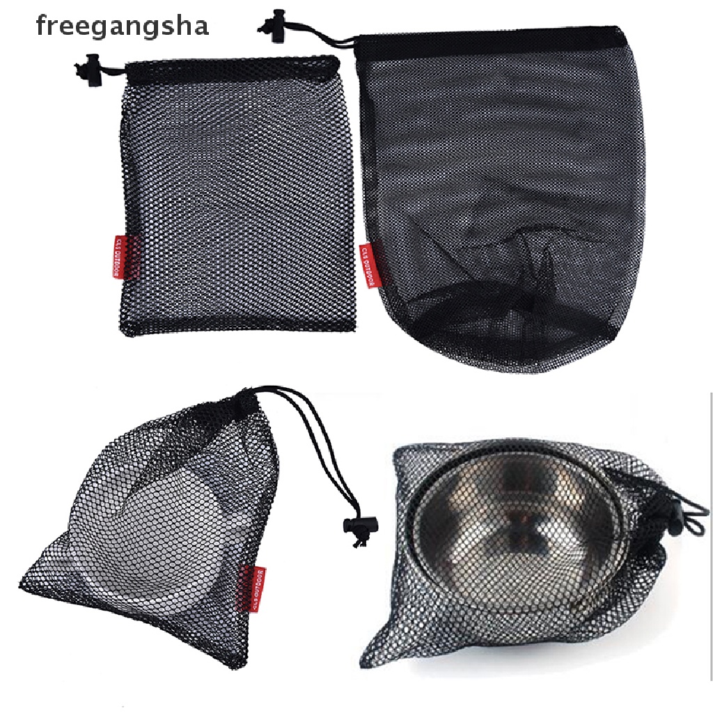 [FREG] Nylon Mesh Drawstring Bag for Cutlery Bottle Pot Pan Kettle Mesh Storage Bag FDH