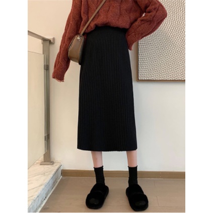 Chân Váy Dài Len Tăm Lưng Cao Xẻ Sau FreeSize Phong Cách Hàn Quốc Chất Len Mềm Dày Dặn 2021 C. Novembre CV01 | BigBuy360 - bigbuy360.vn