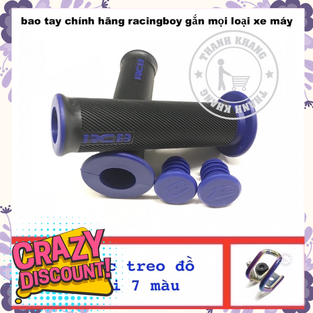 Bao tay chính hãng RACINGBOY gắn mọi xe máy xanh dương, tặng móc treo đồ inox xi 7 màu thanh khang 006001265 006000602