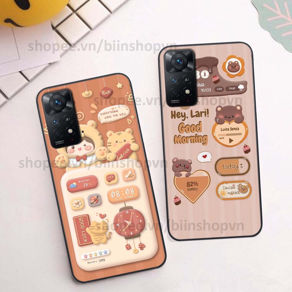 Ốp Xiaomi Redmi Note 11 4G / Note 11S / Note 11 Pro 5G in 3D icon gấu nổi siêu xinh, siêu đáng yêu, cá tính phong cách