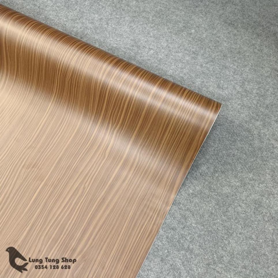 Decal gỗ nâu đậm vân ngang - Giấy dán tường bàn tủ có sẵn keo ( gỗ G11 )