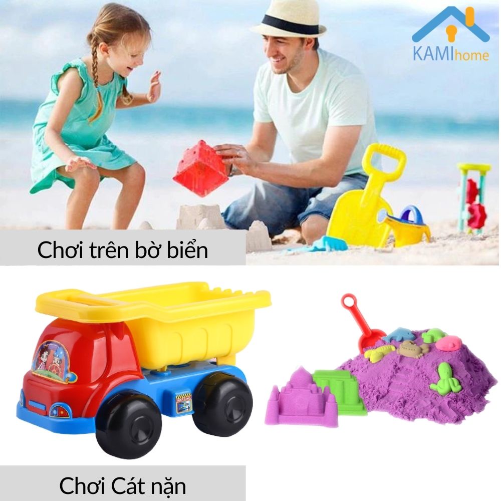 Đồ chơi đi biển xúc cát hạt muồng cho bé (Chọn mẫu Xe đã kèm khuôn và dụng cụ đầy đủ)