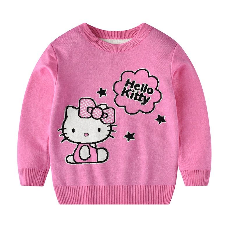 Áo len bé gái hình Hello Kitty - Hàng len chuẩn xịn
