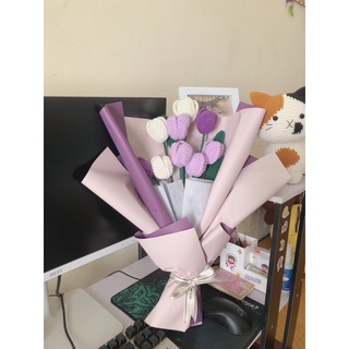 Bó hoa tulip bằng len Handmade