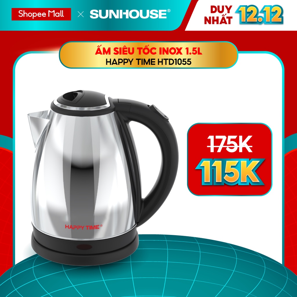 Bình Đun Siêu Tốc SUNHOUSE HAPPY TIME HTD1081 (1.8L) - Hàng Chính Hãng