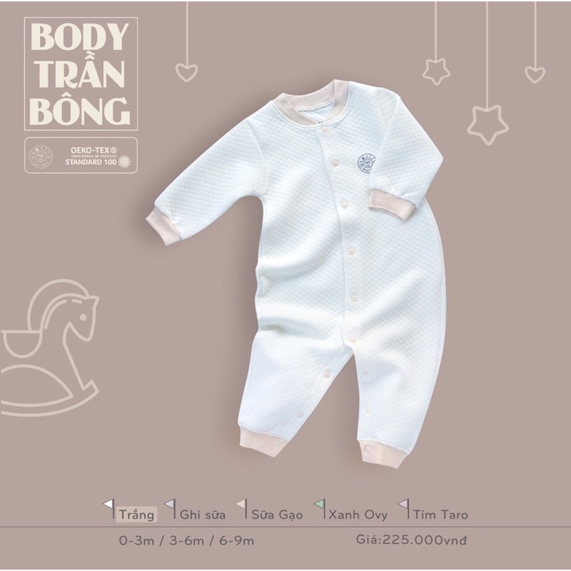 Hrnee! Bộ body trần bông siêu mềm siêu ấm cho bé 0-9m!