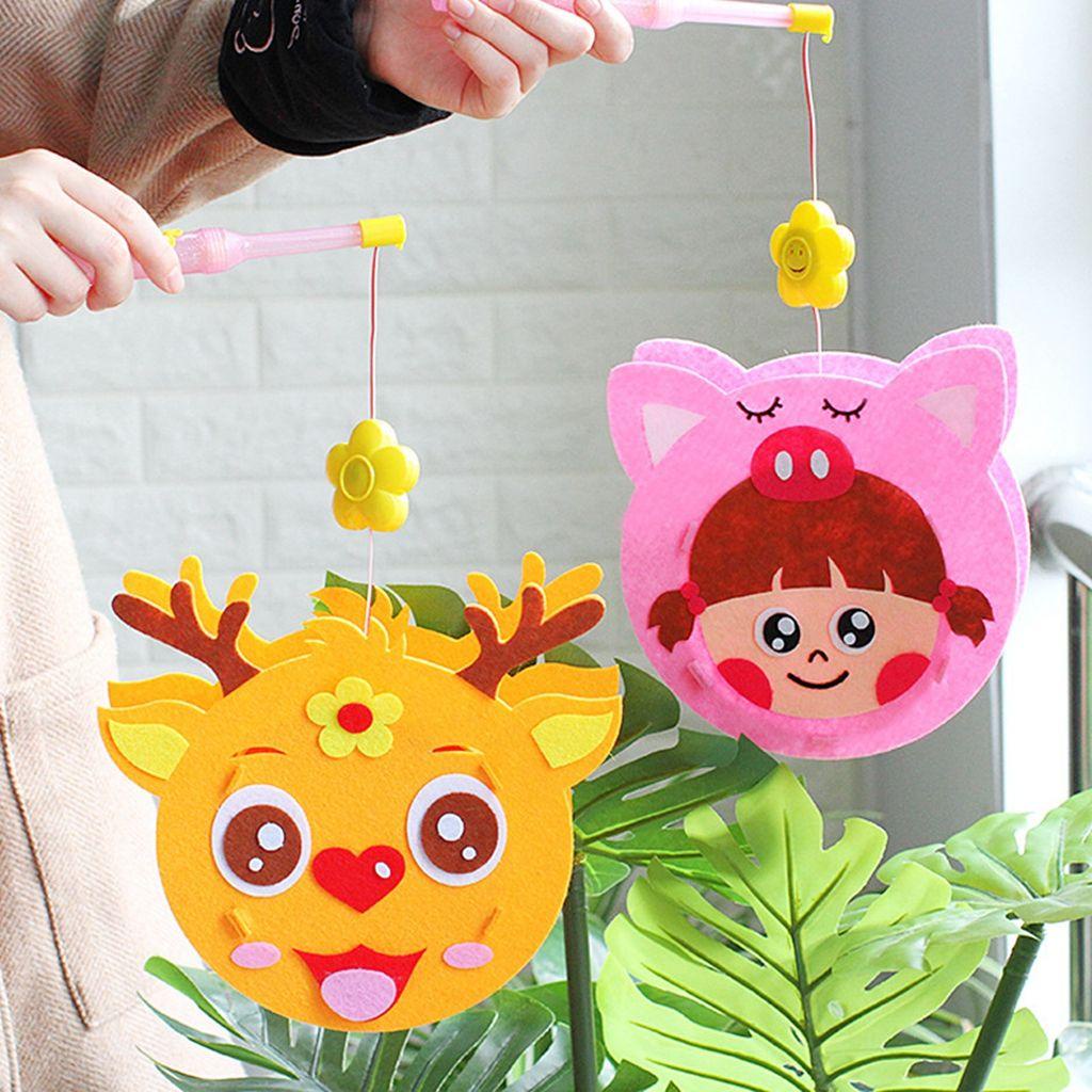 YIYU 1 Lồng Đèn Bằng Vải Không Dệt Thủ Công Họa Tiết Động Vật Hoạt Hình Phong Cách Trung Hoa Dễ Thương Trang Trí Lễ Hội