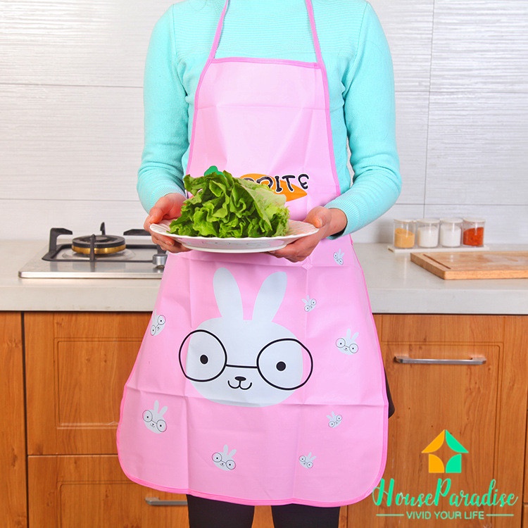 Tạp dề chống thấm nước và chống dầu in họa tiết hoạt hình kiểu Hàn Quốc dễ thương tiện dụng