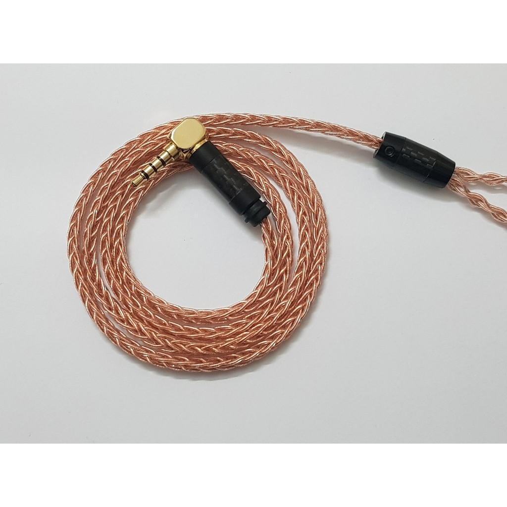 Dây 8 lõi đồng có Micro và tăng giảm âm lượng, Chân cắm MMCX cho các loại tai của Shure, Yinyoo, Plextone DX6......