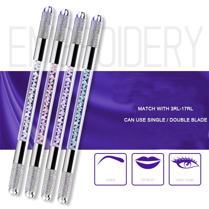 Microblading Pen Nguồn cung cấp hình xăm Phụ kiện trang điểm vĩnh viễn chuyên nghiệp Súng xăm hai đầu Hướng dẫn sử dụng bút cho lông mày 1PCMicroblade trang điểm vĩnh viễn