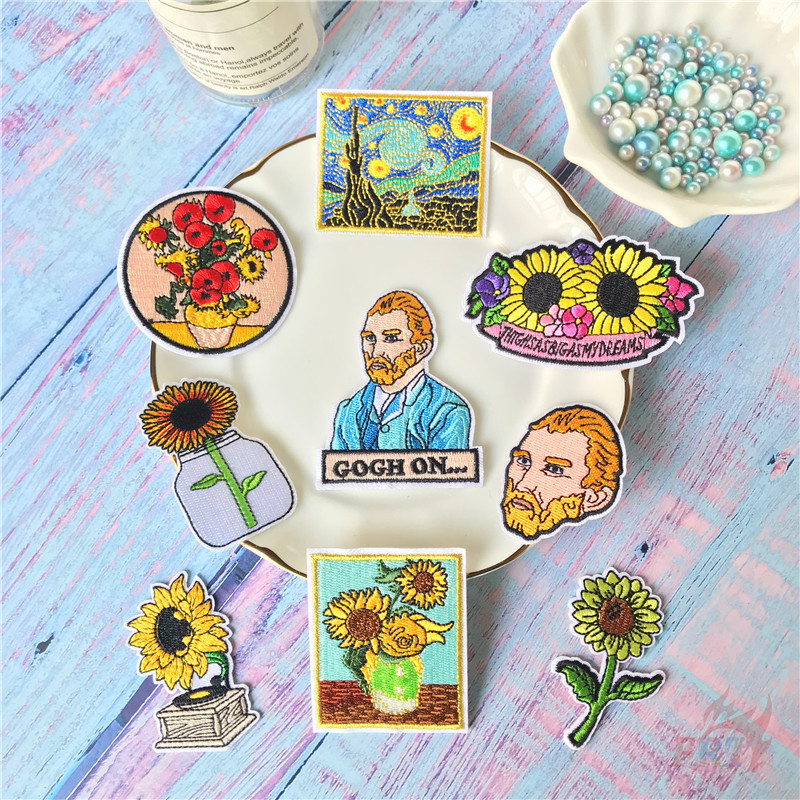 Miếng vá dán ủi quần áo họa tiết tranh Van Gogh