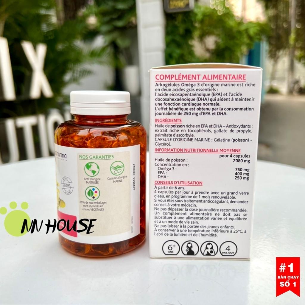Dầu cá Omega 3 Arkopharma 180 viên giàu EPA, DHA hỗ trợ tim mạch, sáng mắt, bổ não thông minh, fish oil, omega3 NN HOUSE