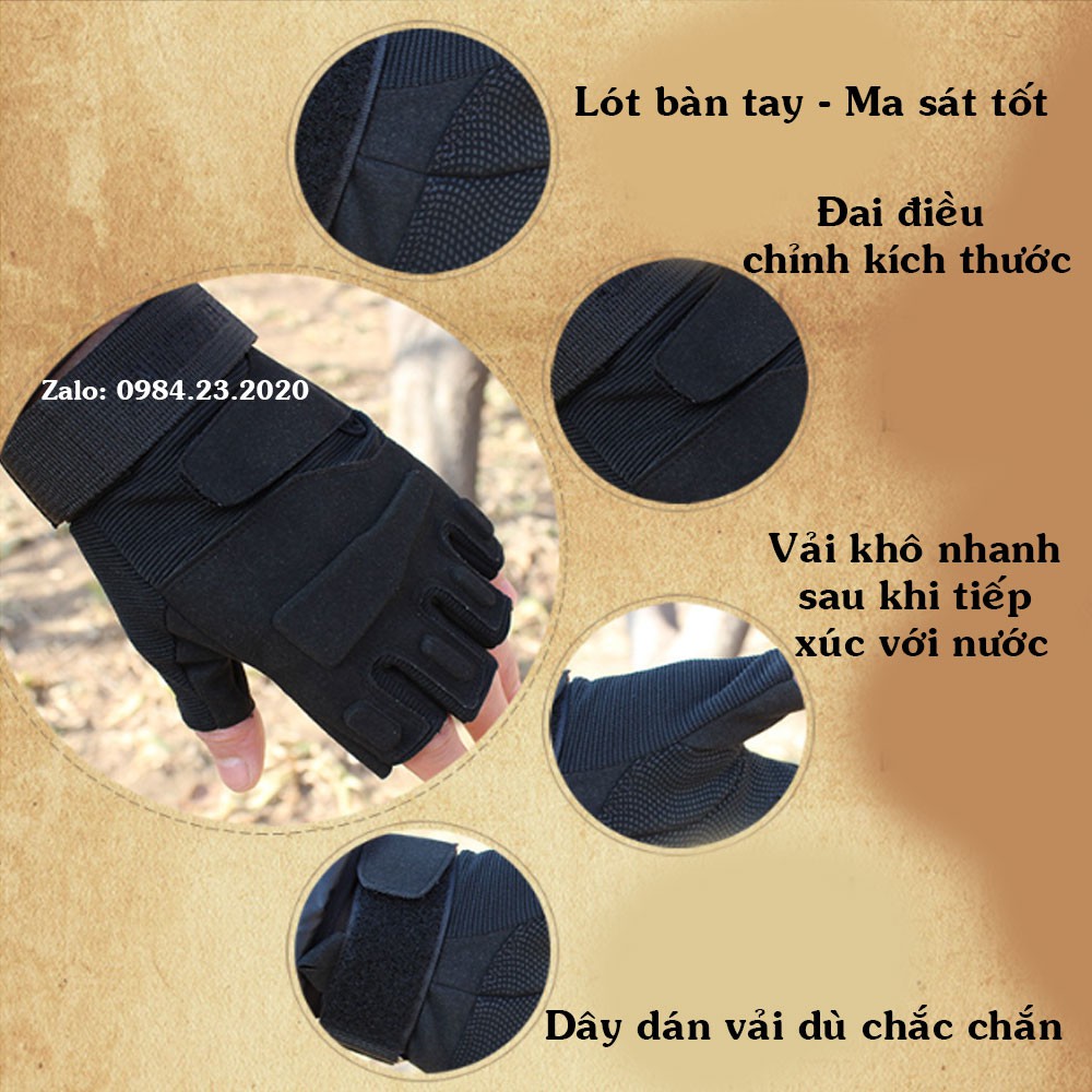 Bao tay xe máy hở ngón chống nắng đi phượt Black Hawk