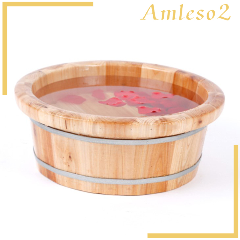 [AMLESO2]Cedar Wood Foot Basin Tub Bucket For Adult Foot Bath Massage Spa Sauna Soak