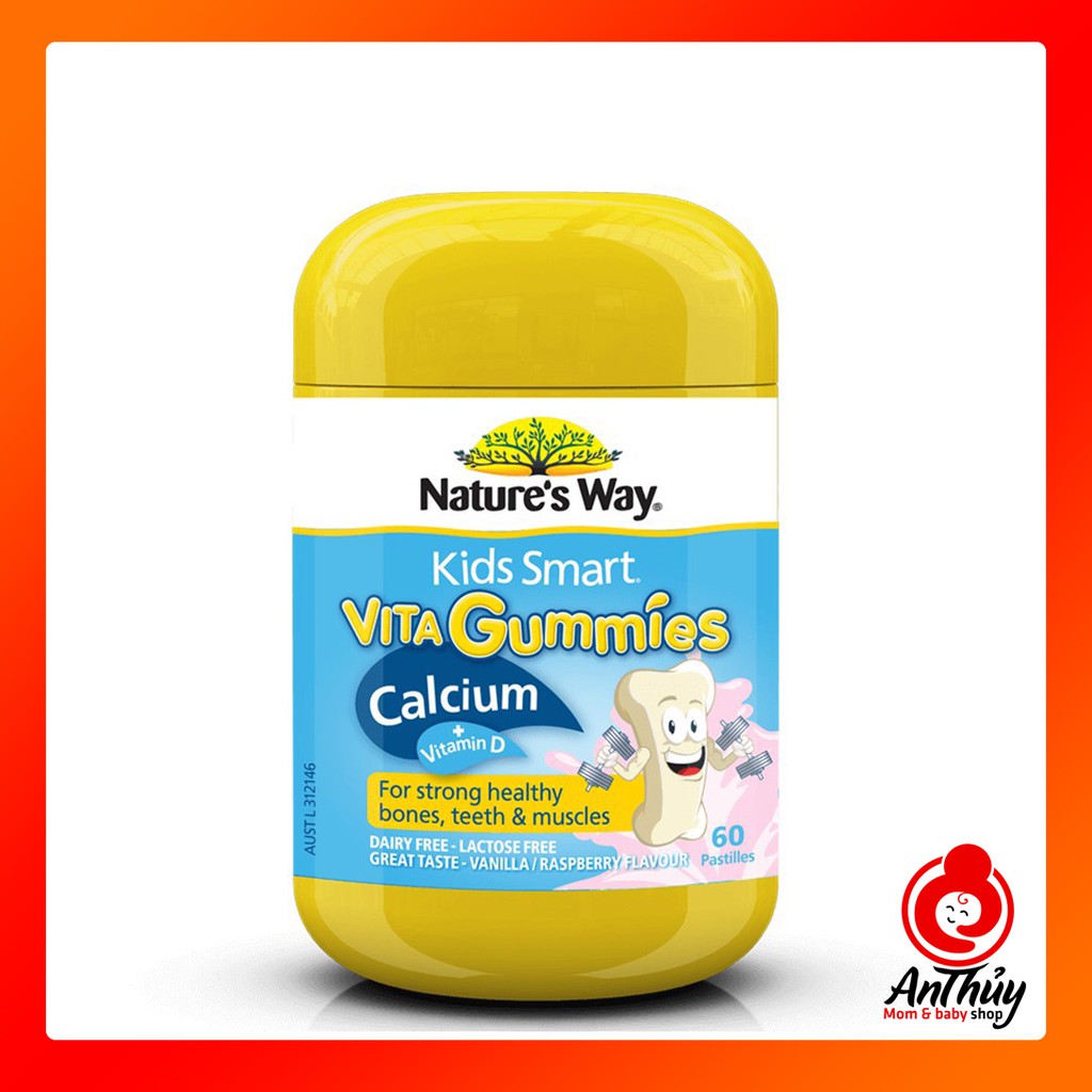 Kẹo dẻo bổ sung canxi và vitamin D cho bé Nature's Way Kids Smart Vita Gummies Calcium + Vitamin D