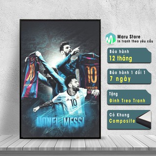 Tranh Messi Treo Tường, Chất Liệu Canvas, Có Khung Composite