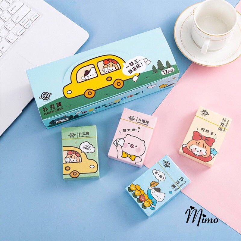 Bộ bài tây, tú lơ khơ họa tiết dễ thương poker 52 lá in hình cute ngộ nghĩnh, hoạt hình siêu đáng yêu