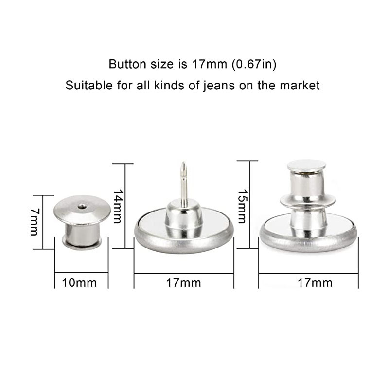 4 Nút cài quần jean 17mm không cần may