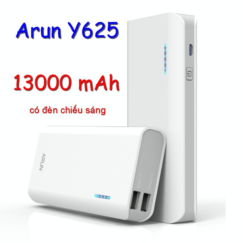 Pin Dự Phòng Arun 13000 mah Y625 Chính Hãng Có Đèn Pin