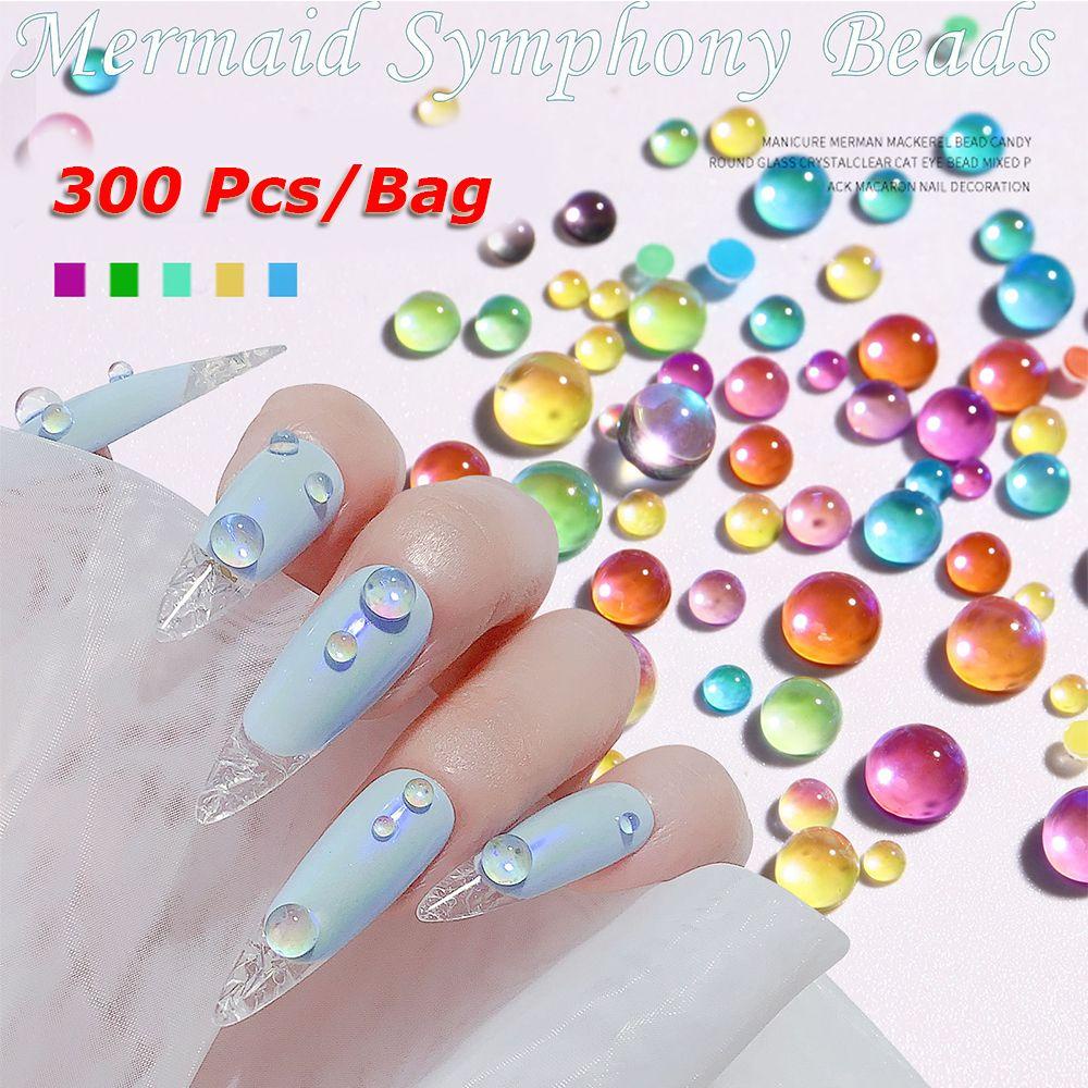 BORAG Túi 300 Hạt Đá Nhiều Màu Sắc Trang Trí Móng Tay