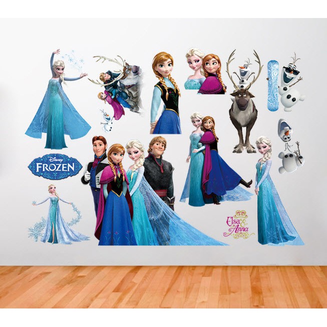 Decal dán tường công chúa Elsa và Anna mẫu mới